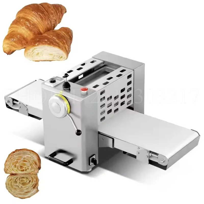 

Table Top High Quality Restaurant Freestanding Pizza Pie Dough Sheeter Bread Dough Roller Shortening Croissant Forming Machine