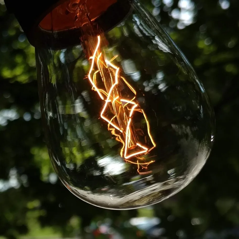 Luzes de corda externas resistentes vintage com soquetes suspensos para uso comercial à prova de intempéries