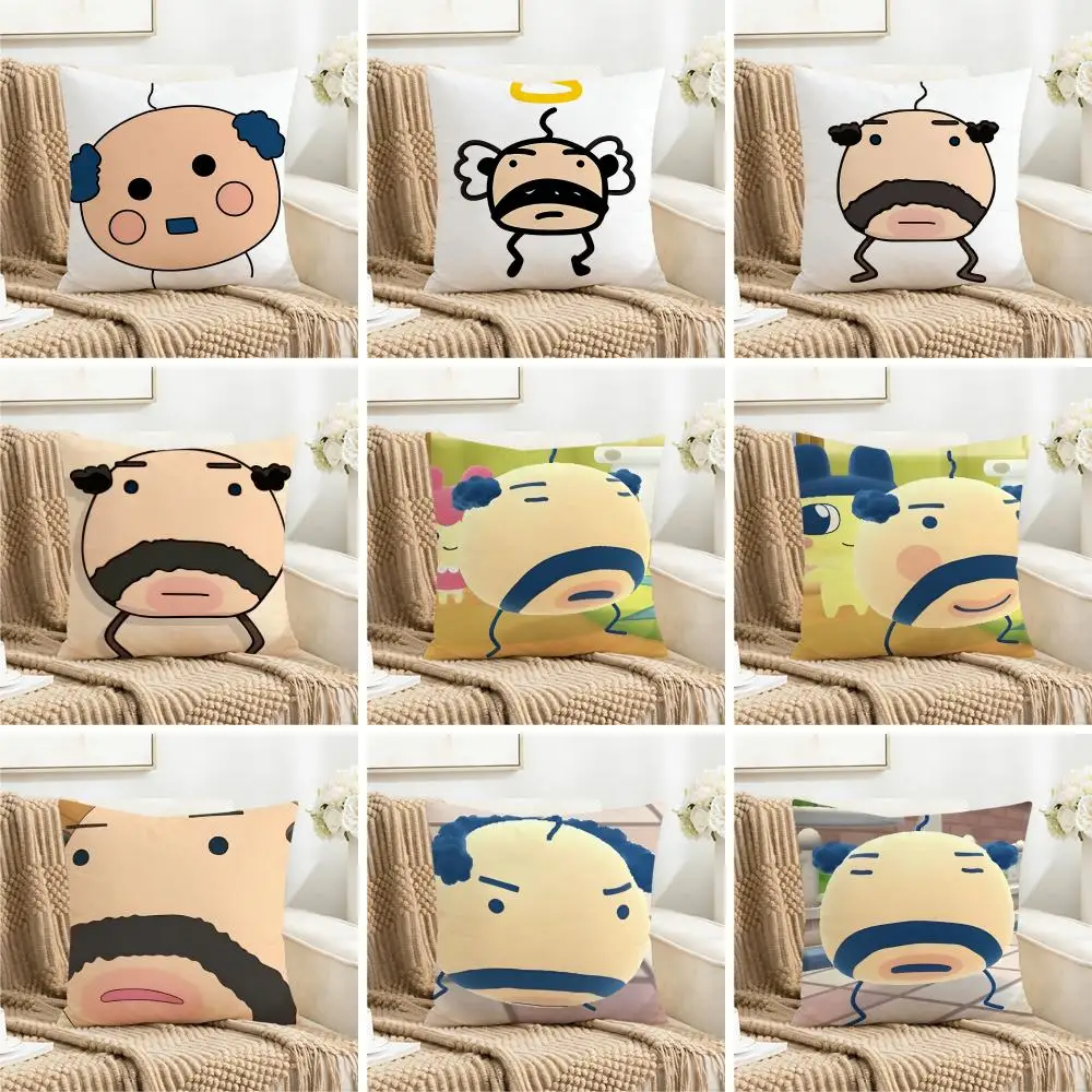 Nostalgic Japan Simple O-Oyajitchi Cute Cushion Cover Washable Faux Linen for Daily Use Sofa Home Room lightweight Decor