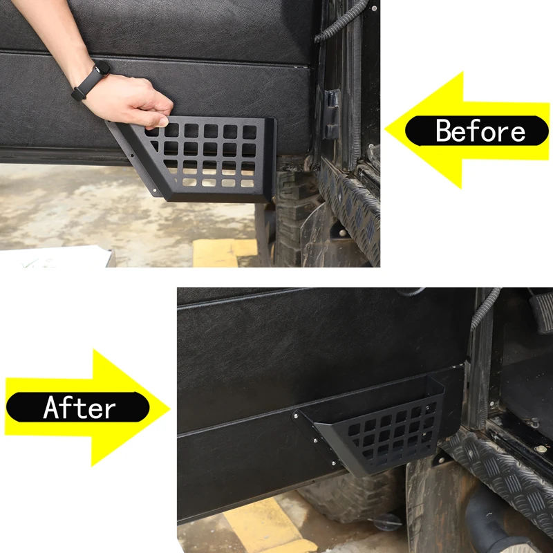 

For Land Rover Defender 90 110 130 2004-2019 Aluminum Alloy Car Door Storage Basket Organize Storage Basket Car Accessories