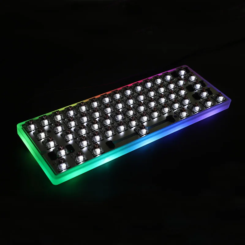 GH60 size mechanical keyboard case milky Acrylic lighting half transparent underglow effect 61 63 64 keys RGB PCB fitting