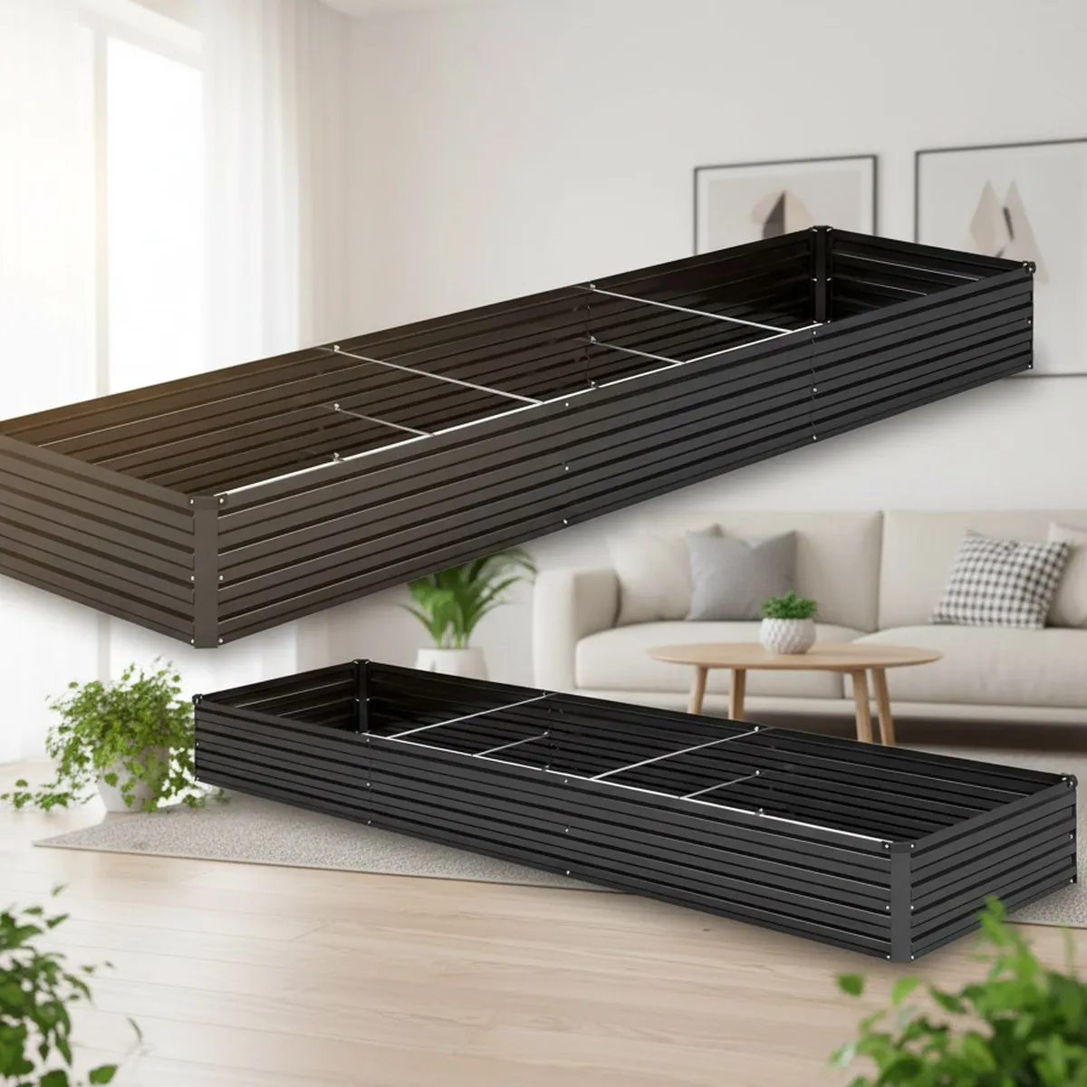 Galvanized Raised Garden Bed 12ft Rectangular Metal Planter Outdoor Vegetable Flower Herb Fruit Planting Box