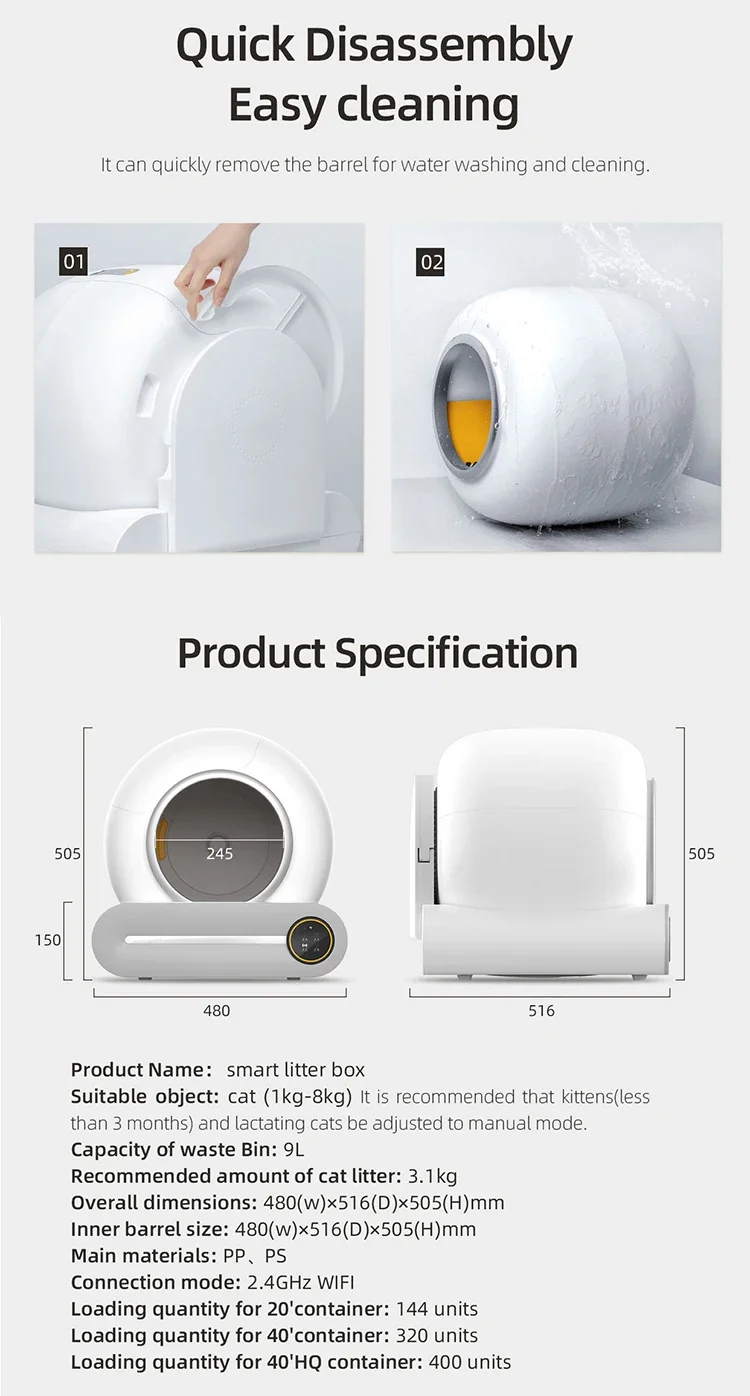 Imagem -05 - Caixa de Lixo Inteligente Automática para Gatos Auto-limpeza Totalmente Fechada Banheiro Grande para Gatos 65l