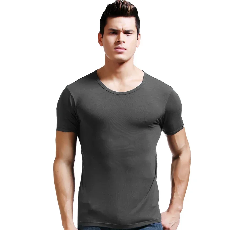 

5pcs Modal men's underwear summer short sleeve T-shirt thin round neck tight fitting vest sport solid color undershirt