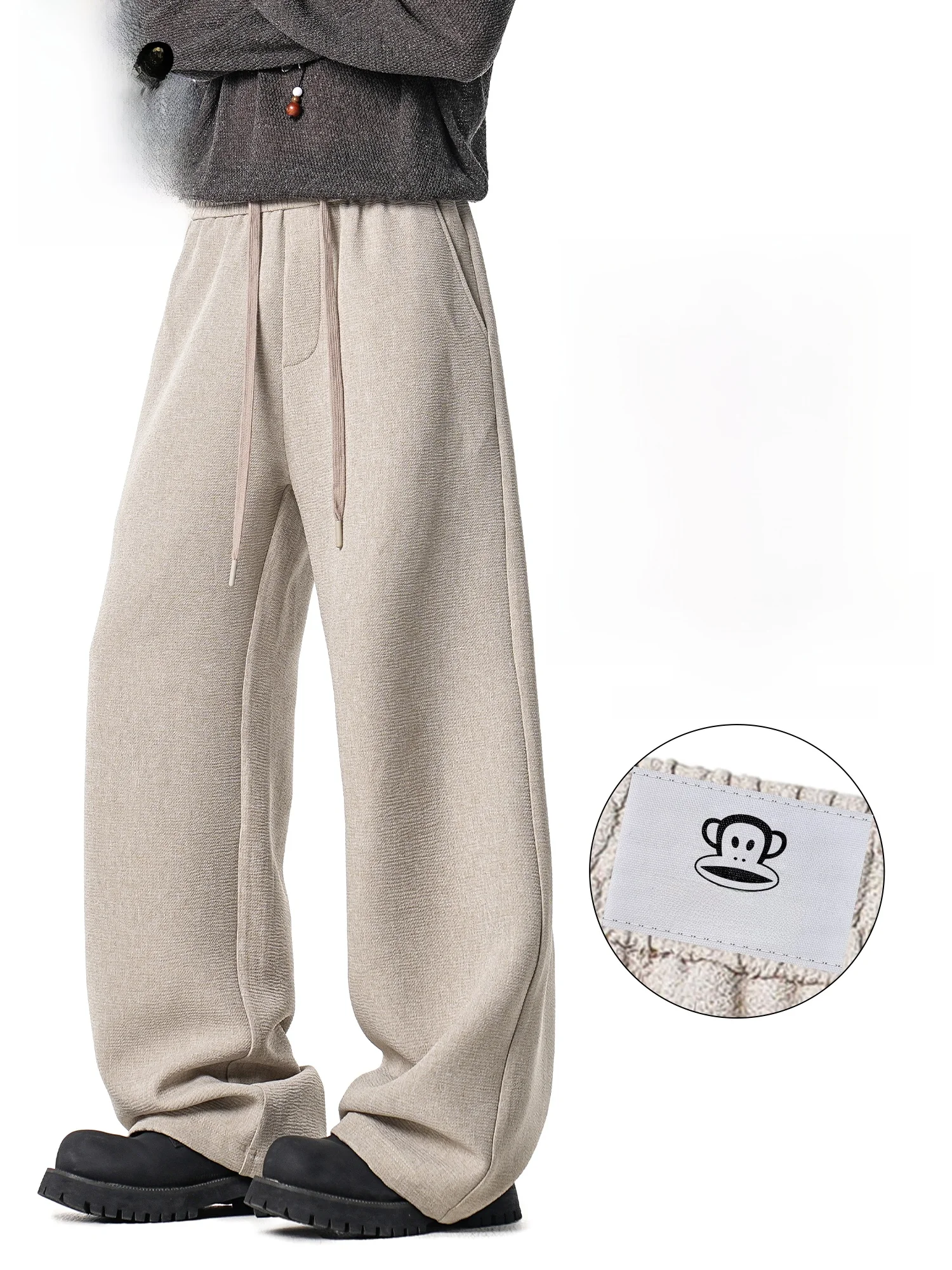 

PaulFrank Spring Vintage Trendy Men's Casual Pants Dra Straight Leg American Sle Wide Leg Trousers Youth Vitali Sle