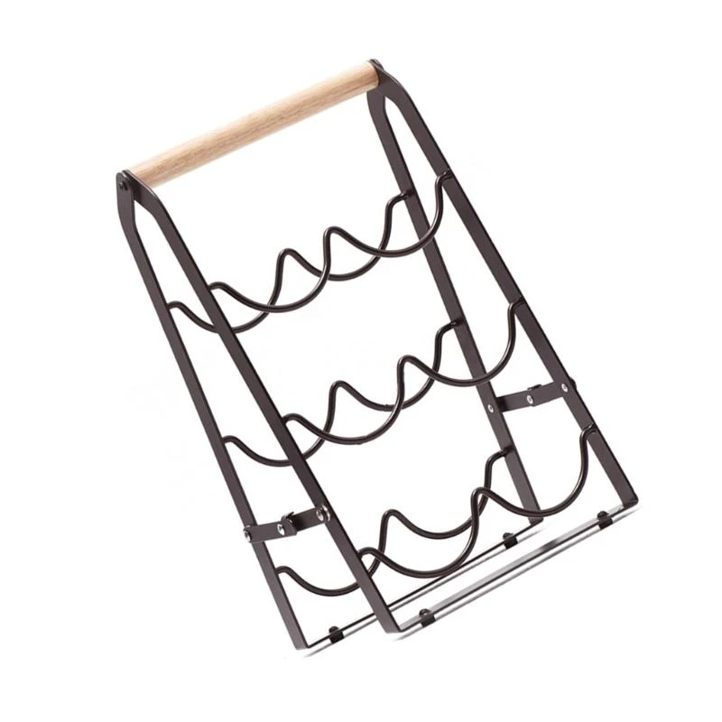 

Space Saving 3 Tiers Wine Bottle Holder Storage Rack Foldable Display Shelf for Inside Cabinet or Countertops Display