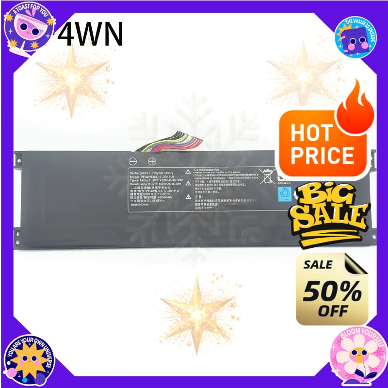 SWZY 11.4V 4100mah PF4WN-03-17-3S1P-0 Laptop Battery for HASEE KINGBOOK U45A1 U43E1 U43S1 U47T1 HPFS01 U47S2