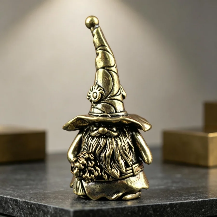 Vintage Kupfer-Gnom-Zauberer-Statue Halloween Schreibtisch-Dekoration Kreatives Geschenk – Detail 1
