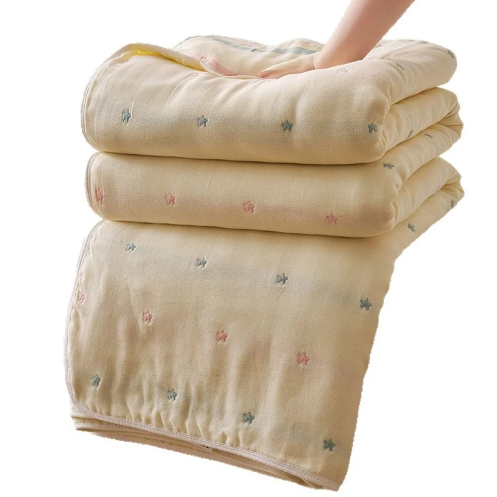 Breathable 8 Layer Cotton Gauze Blanket Soft Summer Quilt Hypoallergenic Bedspread For Nap Home Office Living Bedroom Use