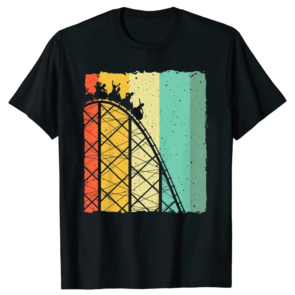 Cute Vintage Roller Coaster Design Men Women Amusement Park Tee Tops Round Neck Short-Sleeve Fashion Tshirt Clothing T-shirts