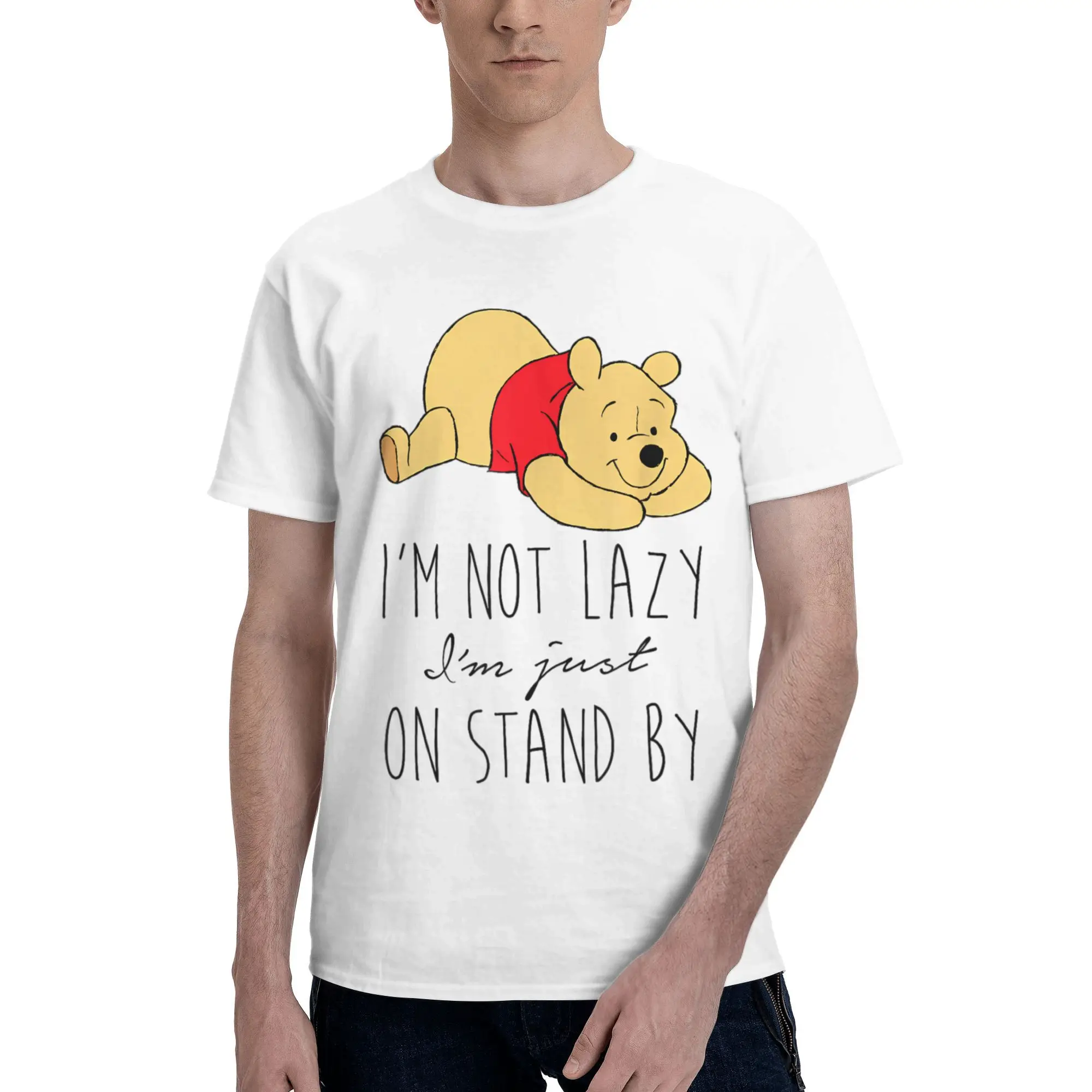 

Lazy Winnie the Pooh Tee Shirt for Men Women Printed T Shirts Cotton Clothing