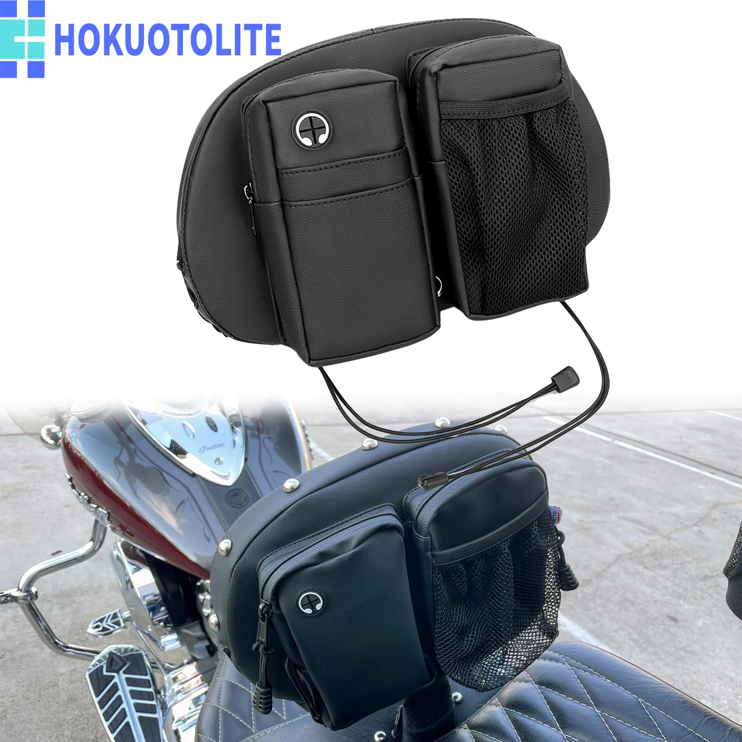 Motorcycle Seat Back Pouch Rider Backrest Organizer Storage Bag Pocket For Harley Touring Softail Sportster Dyna Road King 09-UP