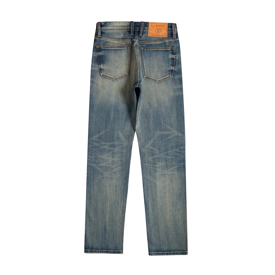 Summer Men Selvedge Denim Jeans Egyptian Giza Long-Staple Cotton Ice-Cool Breathable Nano-Washed Regular Straight-Leg Pants 5KM
