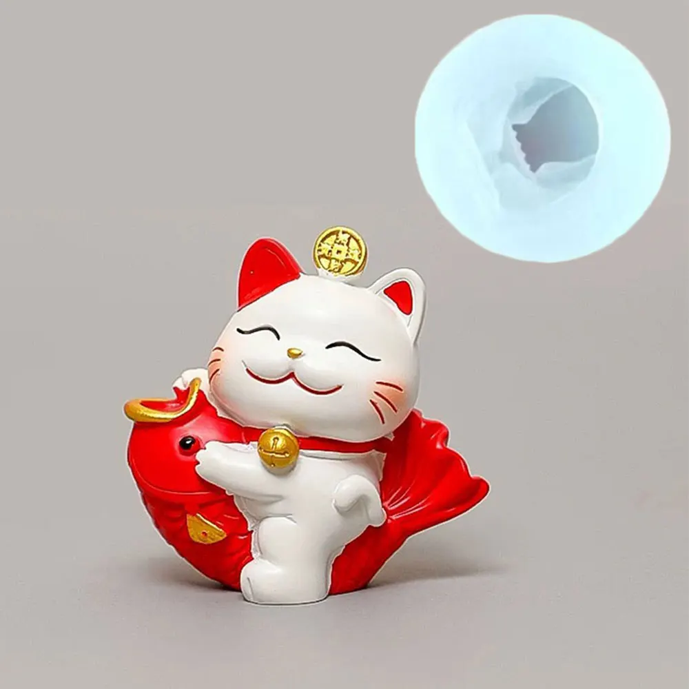 

DIY Lucky Fortune Cat силиконовая форма настольный 3D гипсовый цемент ремесла форма чай домашнее животное свеча форма для мыла