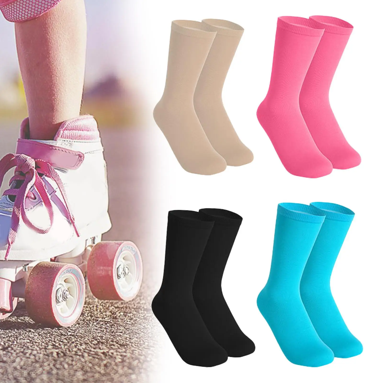 Ice Skating Socks Soft Breathable Skate Socks for Women Girl Knee High Socks