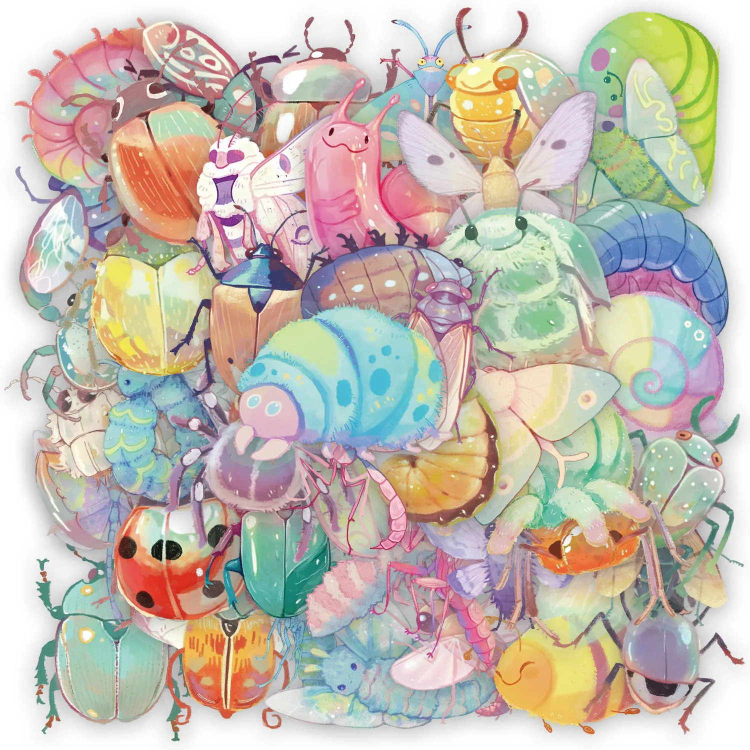 50PCS Cartoon Cute Bug Fun Stickers DIY Phone Case Laptop Water Cup Computer Toy Stickers