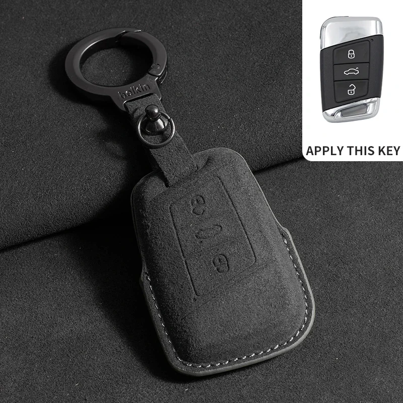 VW Volkswagen Magotan Magotan GTE Passat B6 B7 B8 CC Arteon  Skoda Fabia Superb A7 Kodiaq Car Suede Leather  Key Cover Case Fob