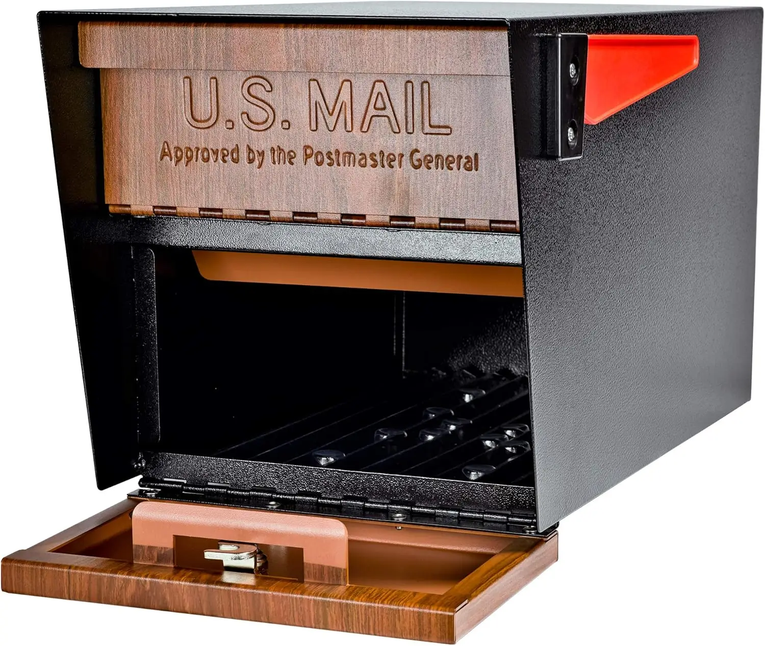 Wood Grain 7510 Mail Manager Locking Security Mailbox, Steel, Black