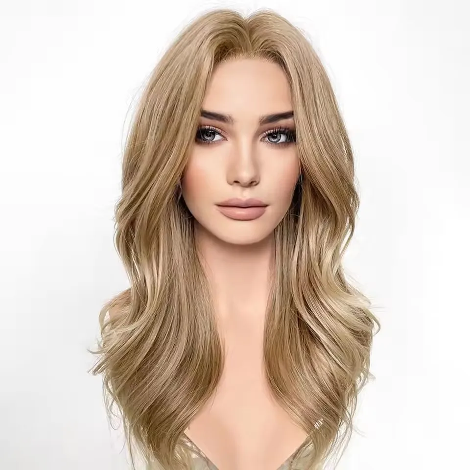 

ZXBMALWIGS Ash Blonde Wavy Synthetic Lace Front Wigs for White Women Glueless Transparent Lace Wigs Long Wigs Easy Wear