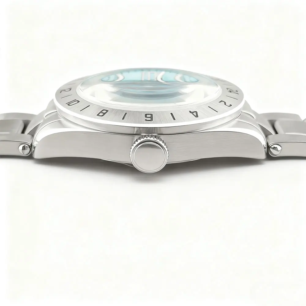 Orologio da uomo con logo personalizzato da 39 mm quadrante sterile NH35 orologio meccanico automatico orologio da polso in vetro zaffiro impermeabile bracciale in acciaio