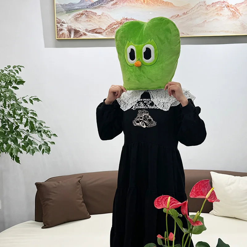 Duolingo Green Owl Headwear Hat Wearable Cute Cross Dressing Mask Headwear Hat Role Playing Party Childrens S Birthday Gift Toys