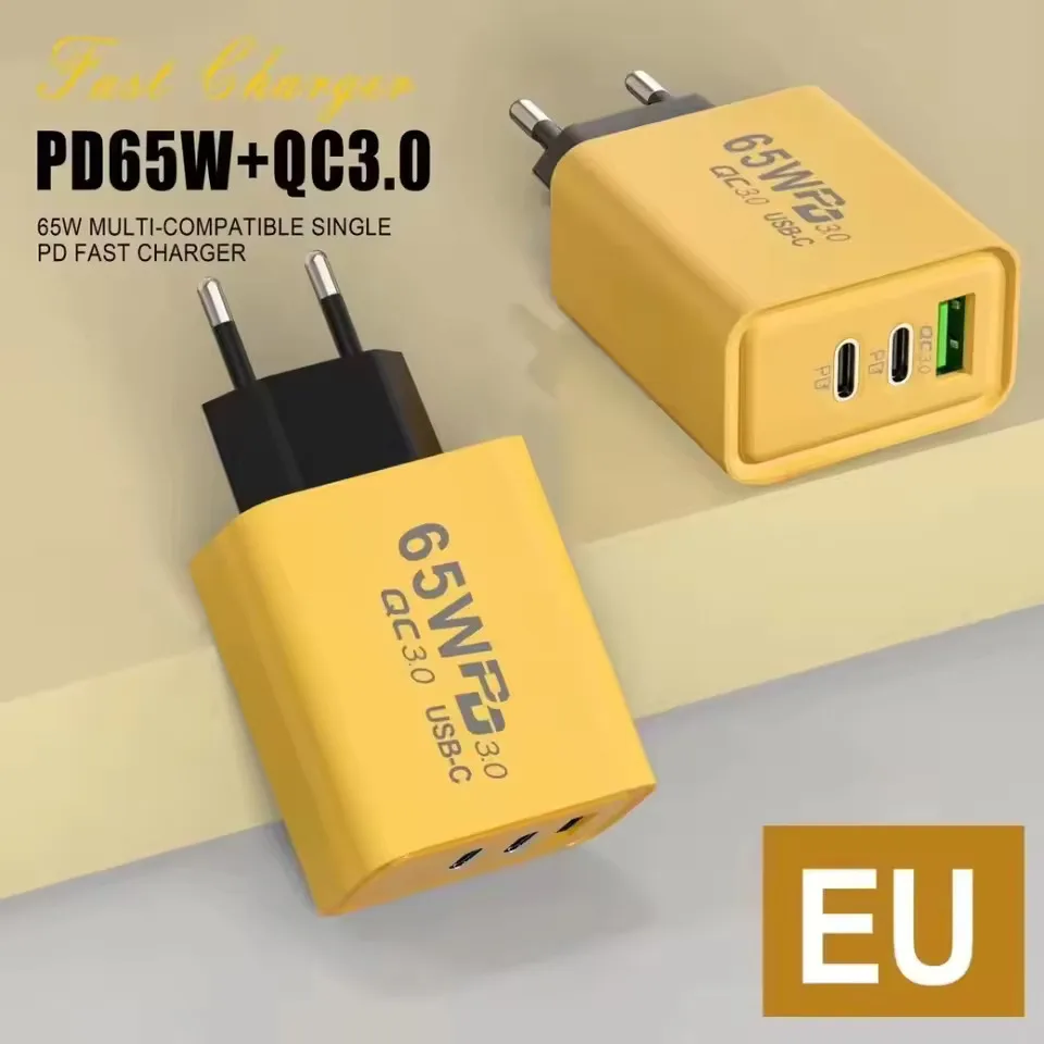 65W GaN PD 33W Fast Charger USB Type C for iPhone 15 14 16 13 Pro Samsung Xiaomi QC3.0 EU/US/KR Plug Mobile Phone Wall Adapter