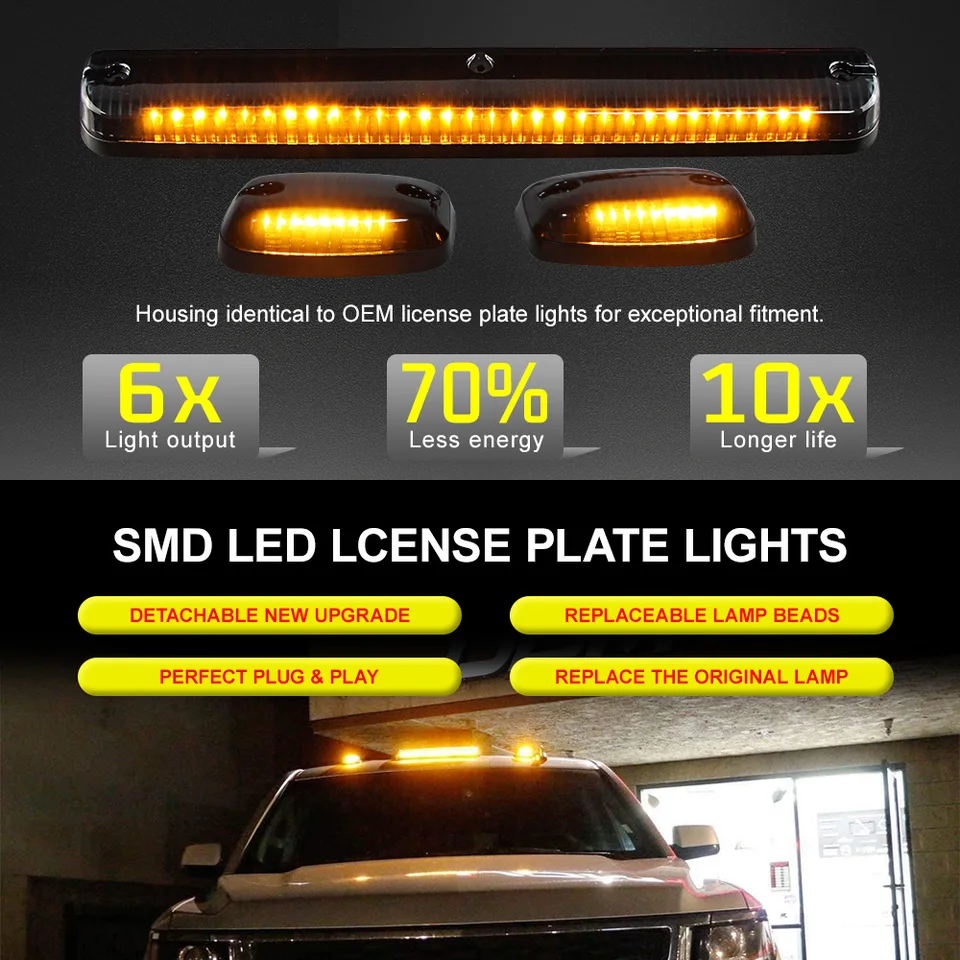 1 セットスモークレンズアンバー LED キャブルーフライトキット 2007