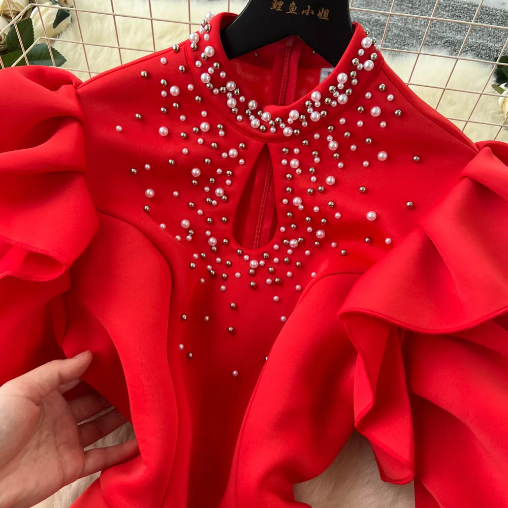 Chic vintage hollow out pencil dress Elegant Fairy korean fashion Boho Sundress women clothing Long dress