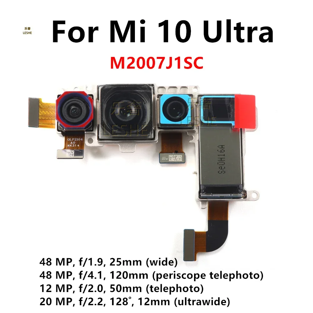 كابل مرن للكاميرا الخلفية الخلفية لهاتف Xiaomi Mi 10 Ultra صغير الحجم يواجه وحدة كاميرا الرؤية الخلفية الرئيسية أجزاء إصلاح M2007J1SC