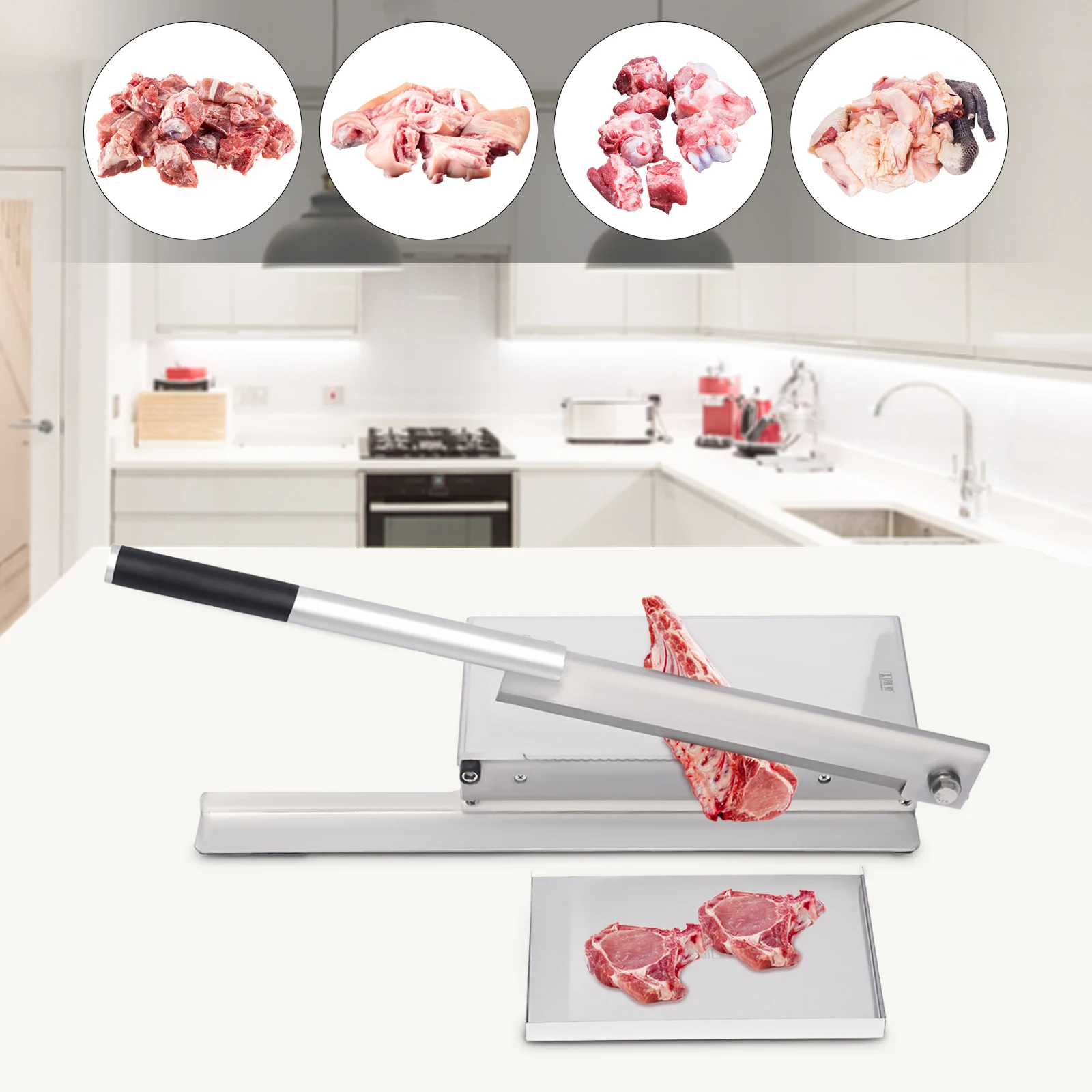 

Stainless Steel Bone Saw Manual Meat Slicer, Bone Cutter for Butchering Heavy Duty Chicken Cutting Machine Household/Commercial