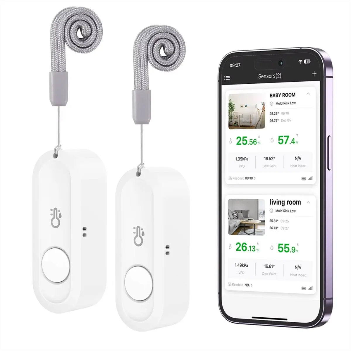 HAPPYDAY~ New WIFI Tuya Smart Thermometer and Humidity Sensor Mobile APP Wireless Temperature and Humidity Sensor 2Pcs