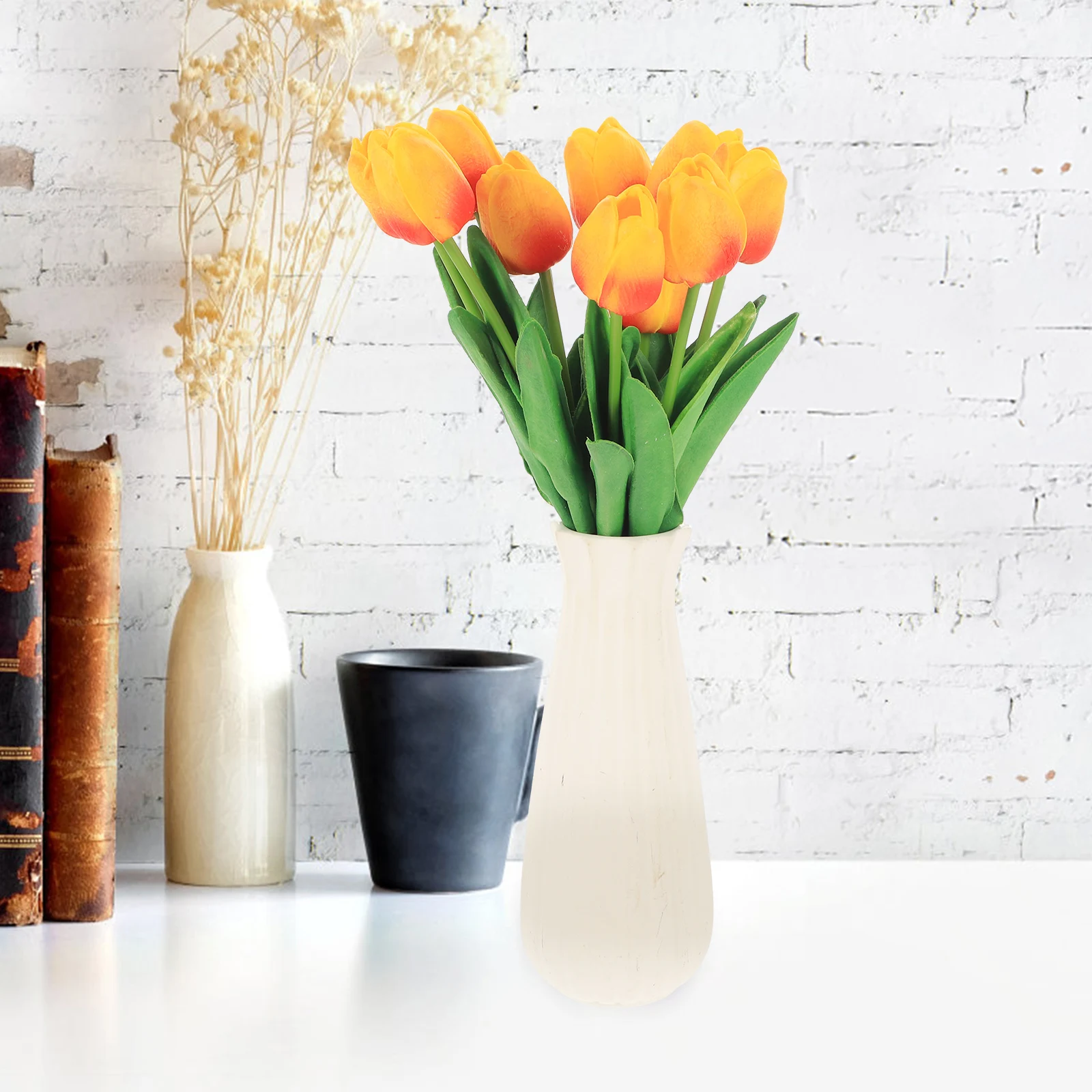 

10pcs Artificial Fake Flowers Faux Spring Tulip Branch Real Delicate Bouquet Decor Touch Home Decor Wedding Bouquet