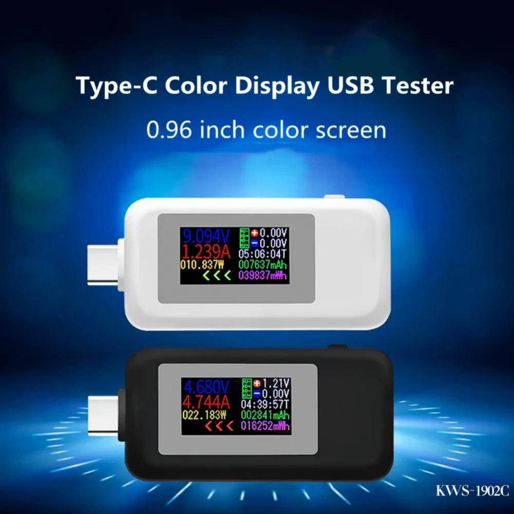 

10 in 1 DC Type-C USB Tester Current 4-30V Voltage Meter Timing Ammeter Digital Monitor Cut-off Power Indicator Bank Charger