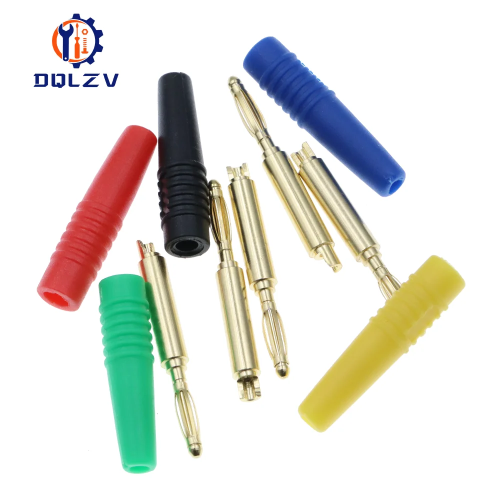 5PCS 2MM Banana Gold Plate Plugs Connectors mini Banana Plug For Banana Socket