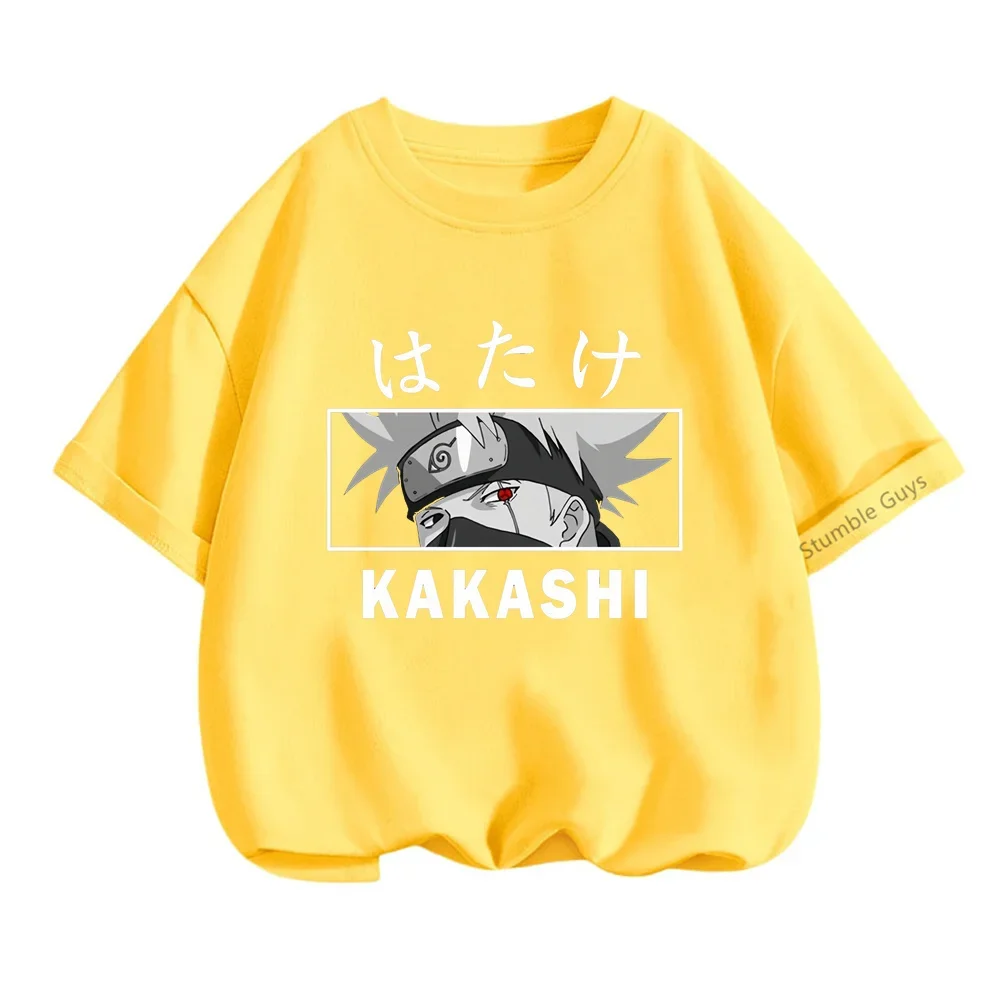 3-14 Years Kids Clothes Narutos Tshirt Boys T-Shirt Girls Cartoon Tees Summer Anime Teen Short Sleeve Tops Kakashi Clothing