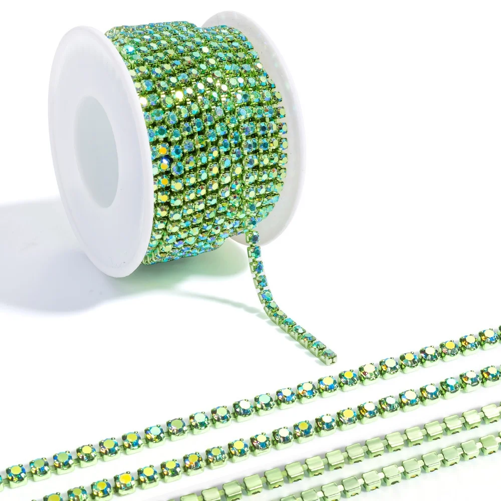 10yard/Roll 2/3MM Steentjes Trim Klauw Kristal AB Glitter Ketting Strass Glas Genaaid Strass Versieringen kleding Decoraties