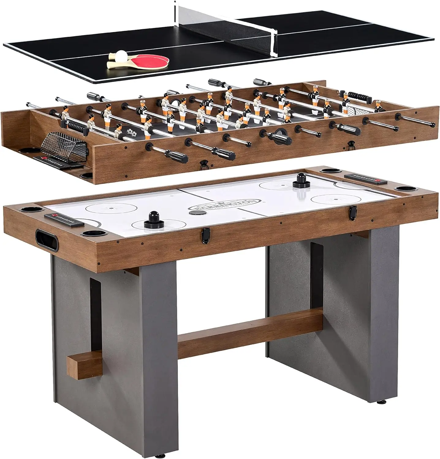 

3-in-1 Combination Game Table 54”, Foosball, Air-Powered Hockey and Table Tennis Combo Table, Multi Game Table