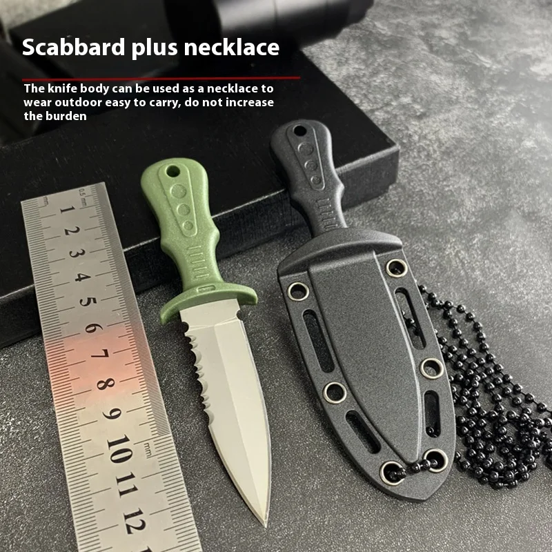 Stainless Steel Mini Pocket Knife for Outdoor Camping Self-Defense Portable Fruit Knife Necklace Chain Handy Small Straight Knif