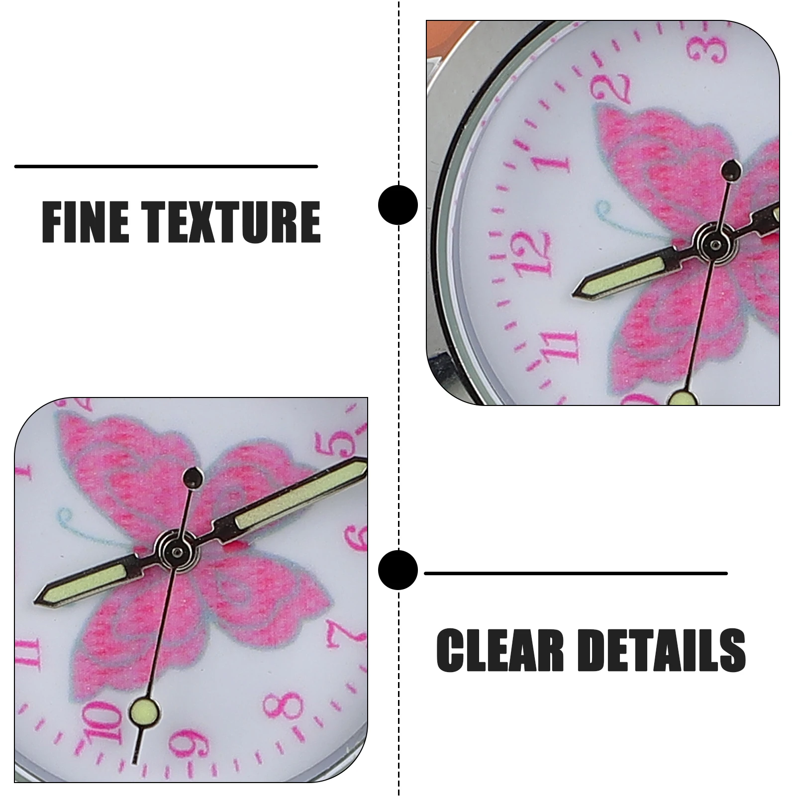 1 orologio per bambini, orologio con motivo a farfalla luminosa, per ragazze, regalo per bambini, design multifunzionale durevole in lega di PU, quadrante trasparente
