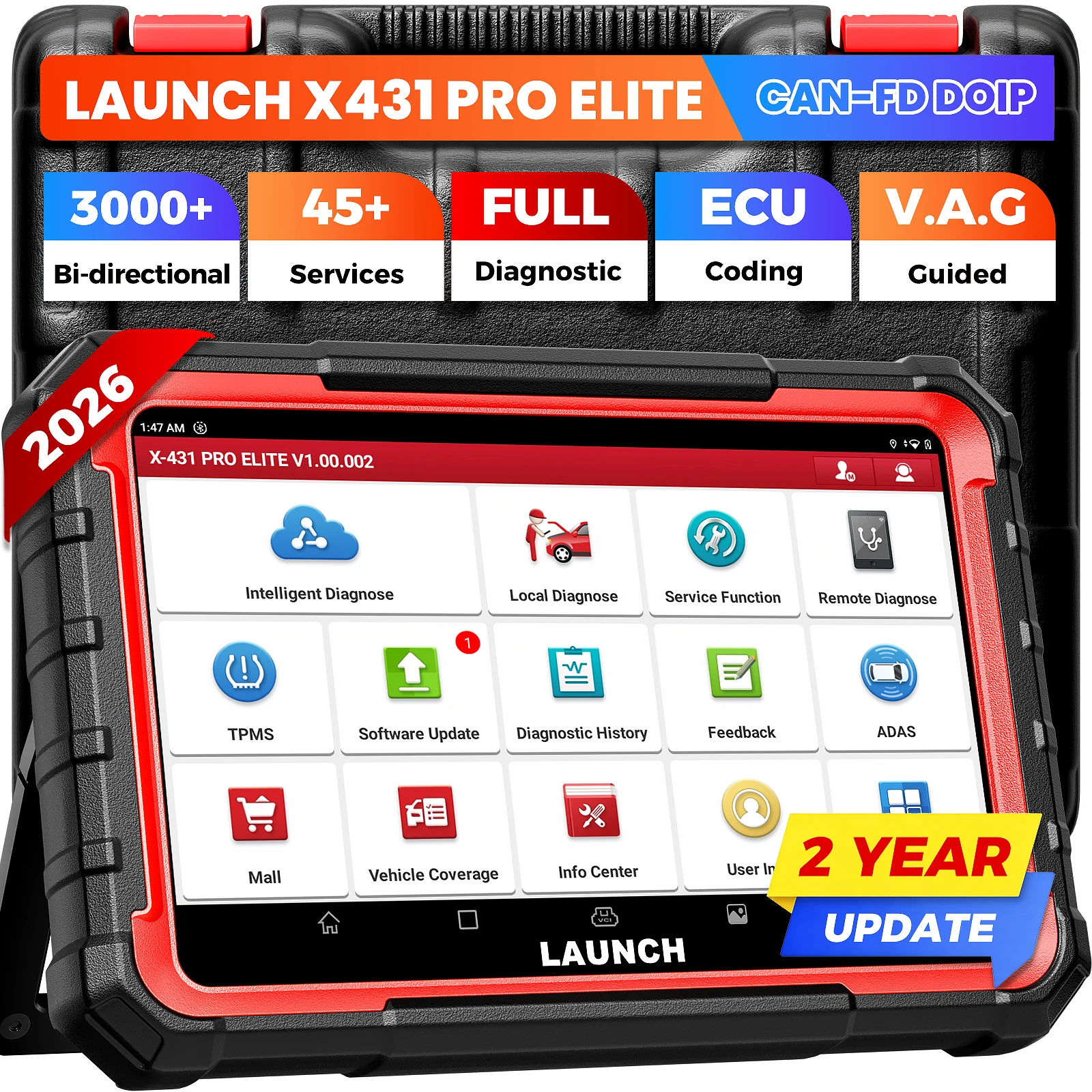 New Bidirectional Scan Tool, ECU Coding 38+ Services, All-in-One Full System Diagnostic Scanner,FCA/Renault/CANFD/DoIP,VAG Guide,Same as Pro3s+ 5.0,2 Yrs Free Update