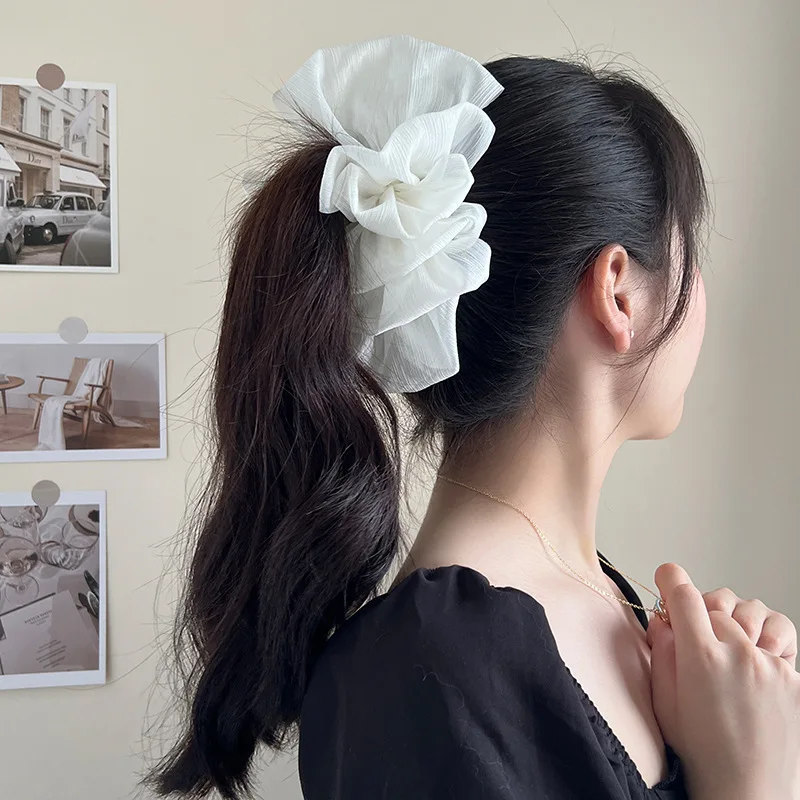 Oversized Multilayer Bow Fluffy Chiffon Hair Claws Hairpin 2023 Fashion Design Korean Exaggerated Hair Clip Women Headwear