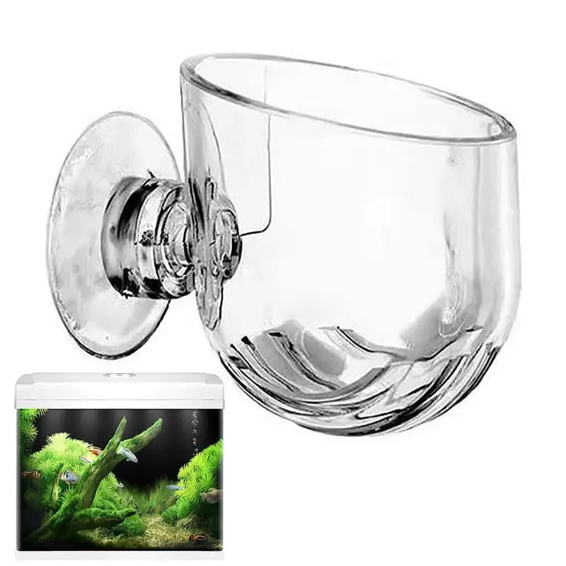 

Aquarium Decoration Plant Cup Pot Acrylic Waterweed Cup With Suction Holder Mini Vase Red Worm Feeder Appearance For Fish Tank