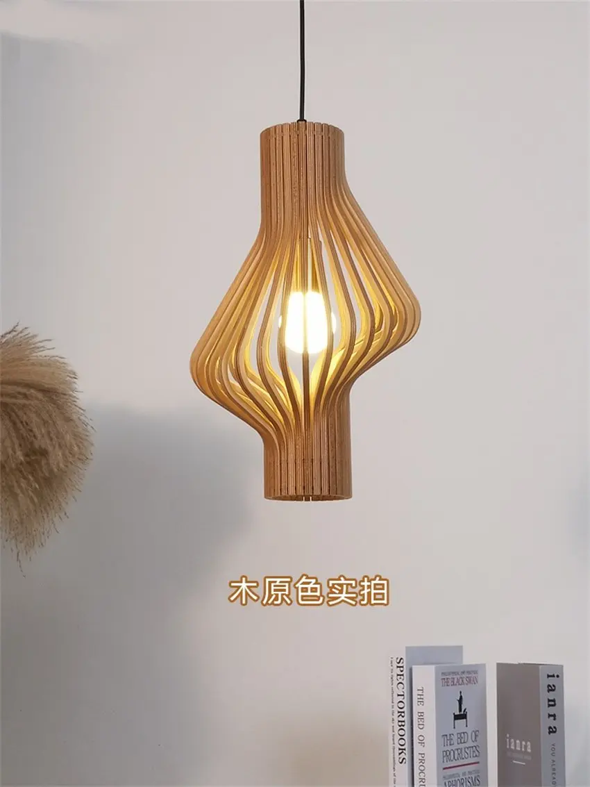 

Creative tortuous surface solid wood art pendant lights bedroom bedside light shadow wabi-sabi Japanese-style Nordic homes light