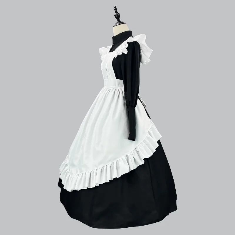 S-5XL negro viejo Castillo mucama disfraz Cosplay ama de llaves azafata vestido de sirvienta cafetería traje de asistente para camarera fiesta de sirvienta