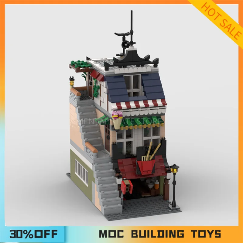 Personalizado MOC Ramen House e Gift Shop Building Blocks, Tecnologia Bricks, DIY Creative Assembly, Brinquedos Educativos, 1431Pcs