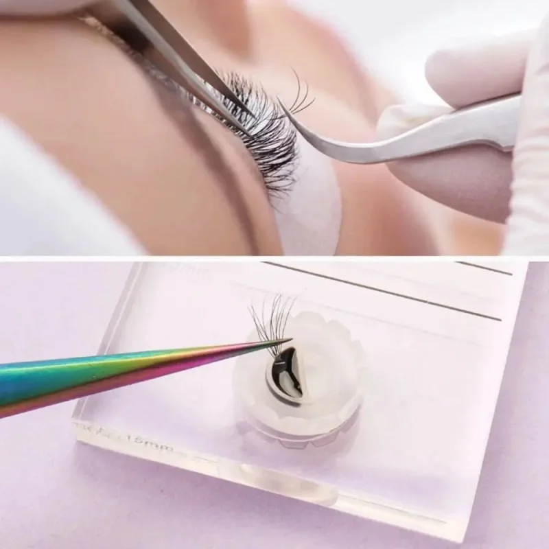 XIUSUZAKI 100 pcs False Eyelashes Blossom Ring Cup Planting Grafting Rapid Bloom Sun Flower Glue Cup Fan Extension Makeup Tool