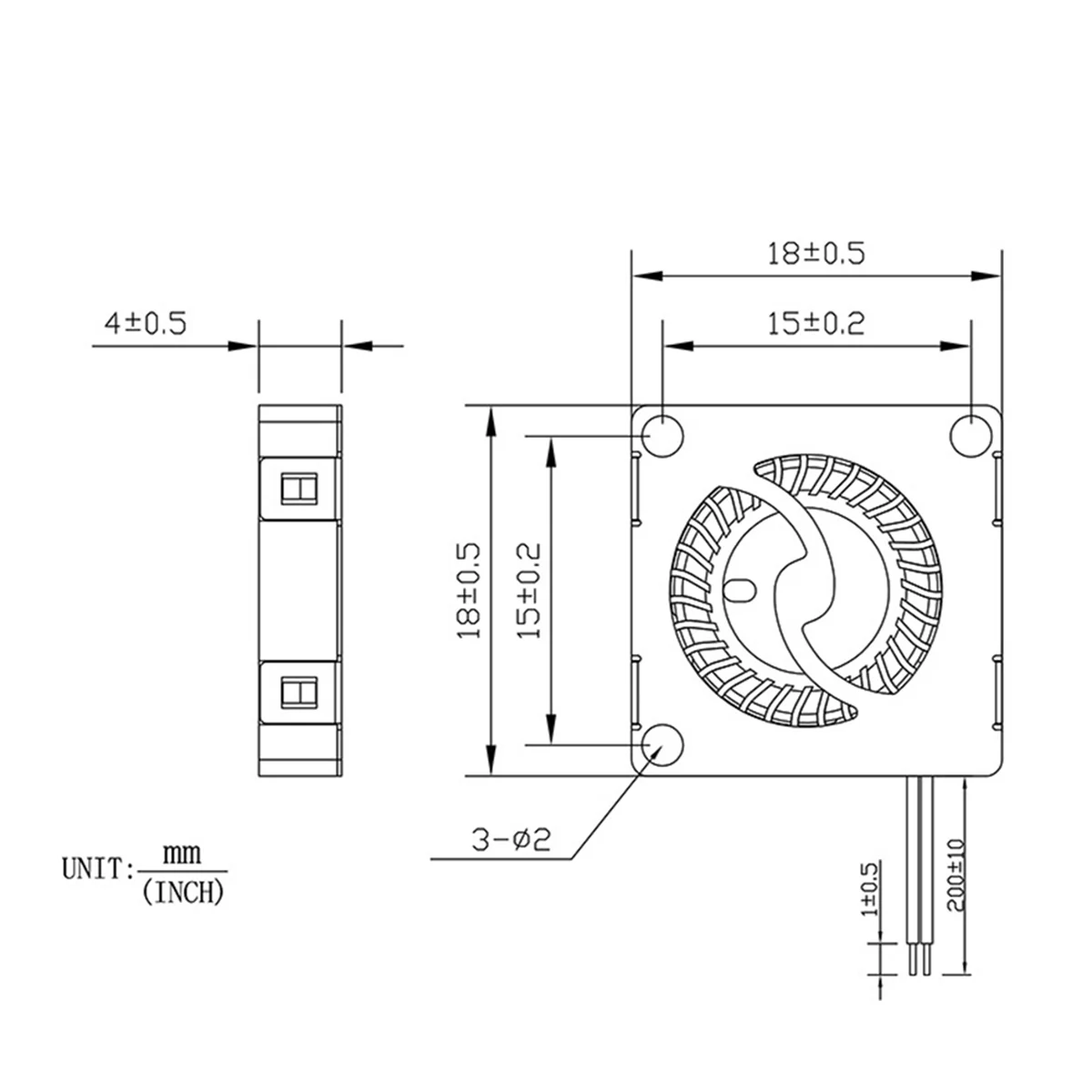 

1804 RFA1804 Mini Cooling Ultra-Thin Turbine Fan DC 5V 18x18x4 Heat Radiation