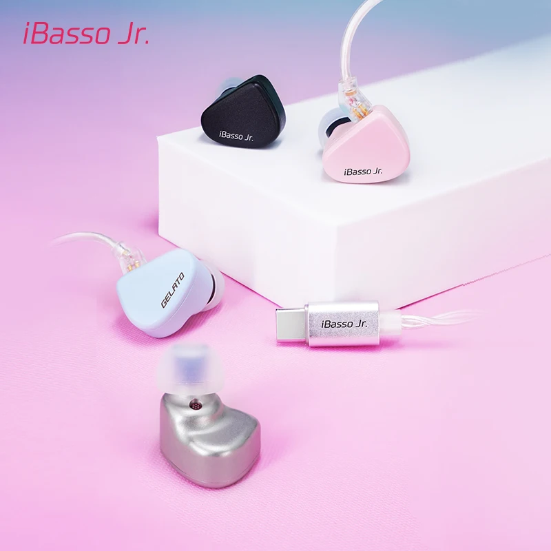 IBasso Jr. Gelato In Ear con microfono 3,5 o interfaccia Typc Auricolari da gioco musicali cablati Hifi