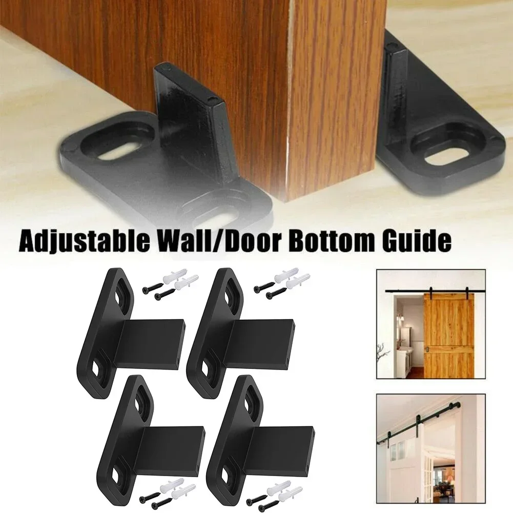 4PCS Sliding Door Slides Rails Barn Door Floor Guide Stay Roller For Sliding Barn Door Bottom Swing Stopper Hardware Accessories