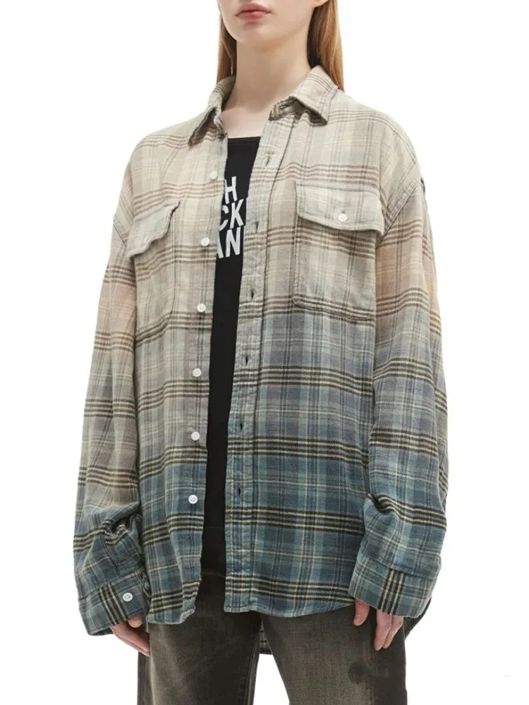 เสื้อผ้าผู้หญิง Y2k ฤดูใบไม้ผลิและฤดูร้อนเก่าลายสก๊อตผู้หญิงสี Collision lapel เสื้อผู้หญิง 2025 ใหม่ใน outerwears